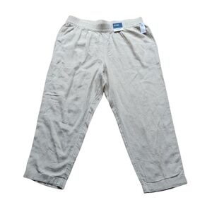 NWT Old Navy High Rise Linen Blend Straight Ankle Pant XL Light Beige